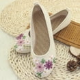 thumbnail image 1 of Women's Basic Round Flat Shoes Toe Print Slip-On Shoes Flexible Ballet Shoes, 1 of 8