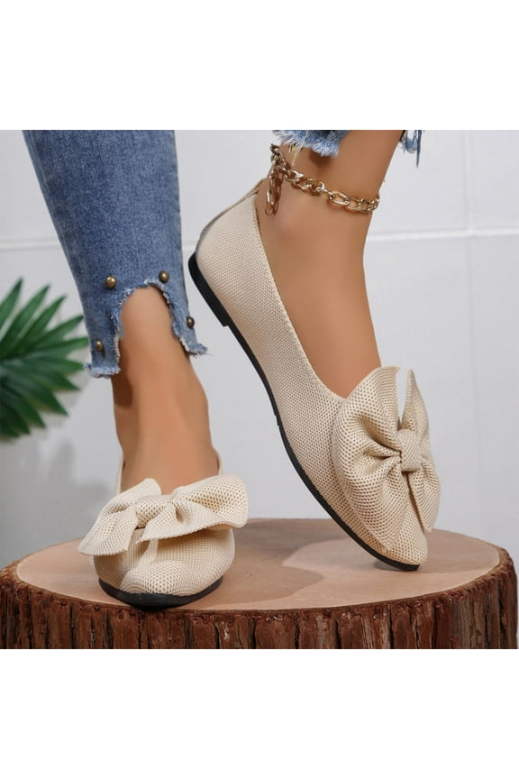 Women’s Ballet Flat Flats Shoes Comfortable Mesh Pointed Toe Slip On Dress Shoes Beige 7
