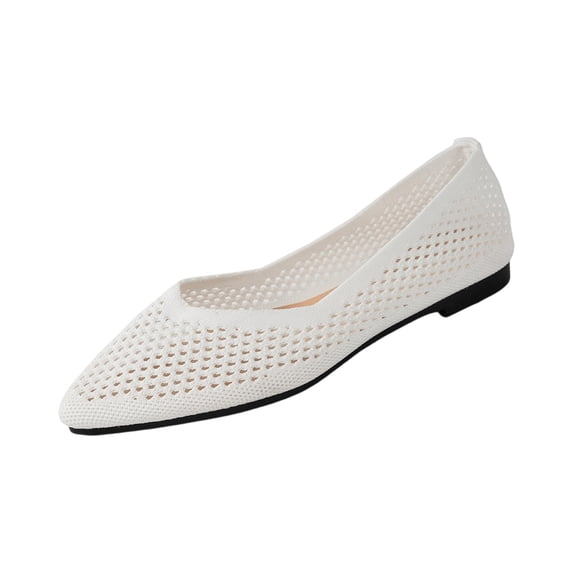 Women’s Ballet Flat Shoes Knit Dress Round Toe Slip On Breathable Classic Hollowed Out Walking Comfortable Casual Soft Shoes, 38