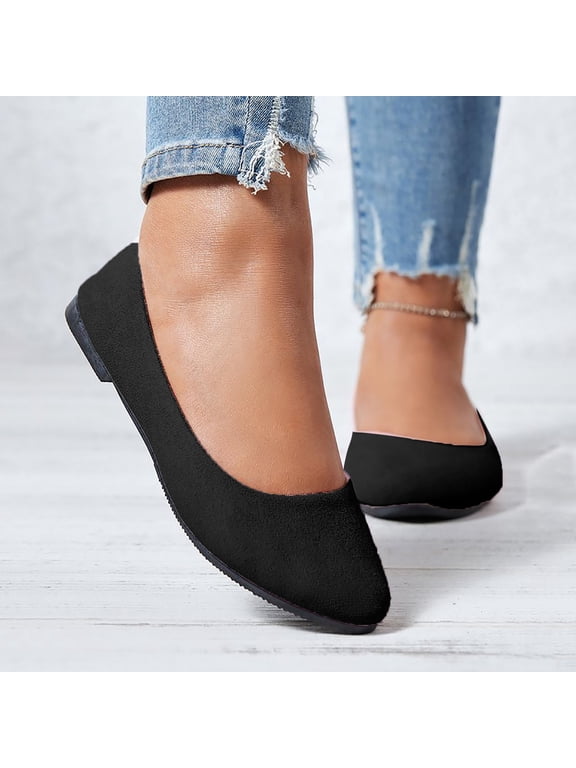 Women's Ballet Flat Shoes Pointed Toe Comfortable Casual Dressy Shoes,Work Flats Office Shoes Solid Flats Cusp Head Comfy Shoes for Women qILAKOG Black Size 7.5