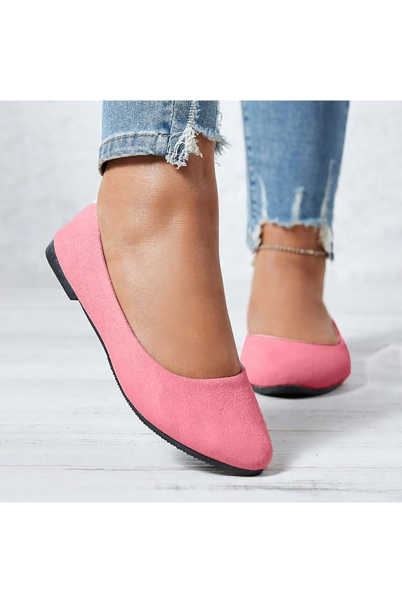 Women's Ballet Flat Shoes Pointed Toe Pink Comfortable Casual Dressy Shoes,Work Flats Office Shoes Solid Flats Cusp Head Comfy Shoes for Women qILAKOG Pink Size 7