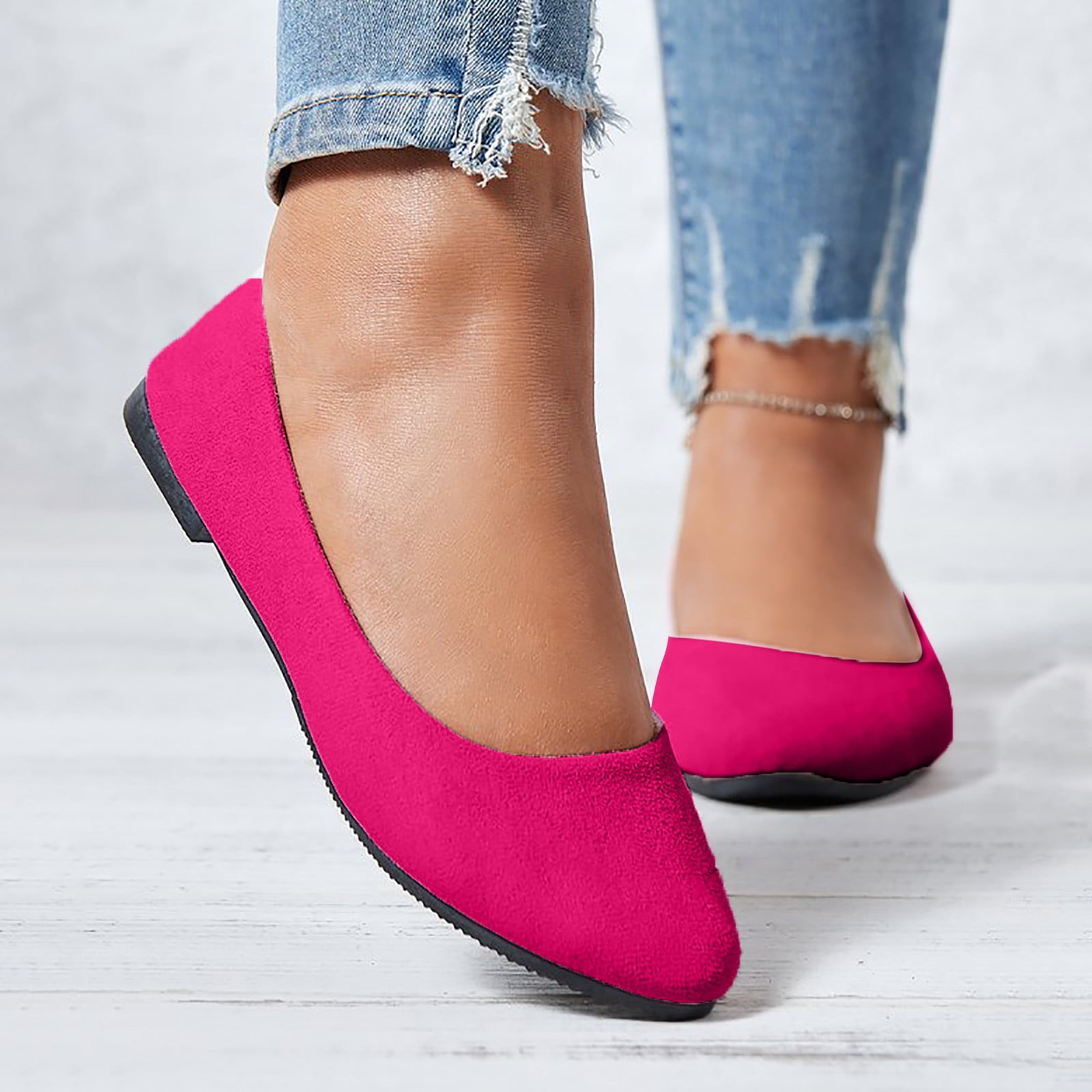 Bright pink flat shoes on sale