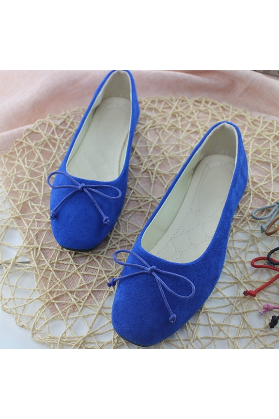 Women's Ballet Flats Cap Toe Bow Flats Two Tone Slip On Flats Comfortable Square Toe Dressy Flat Shoes for Casual Work 36-43