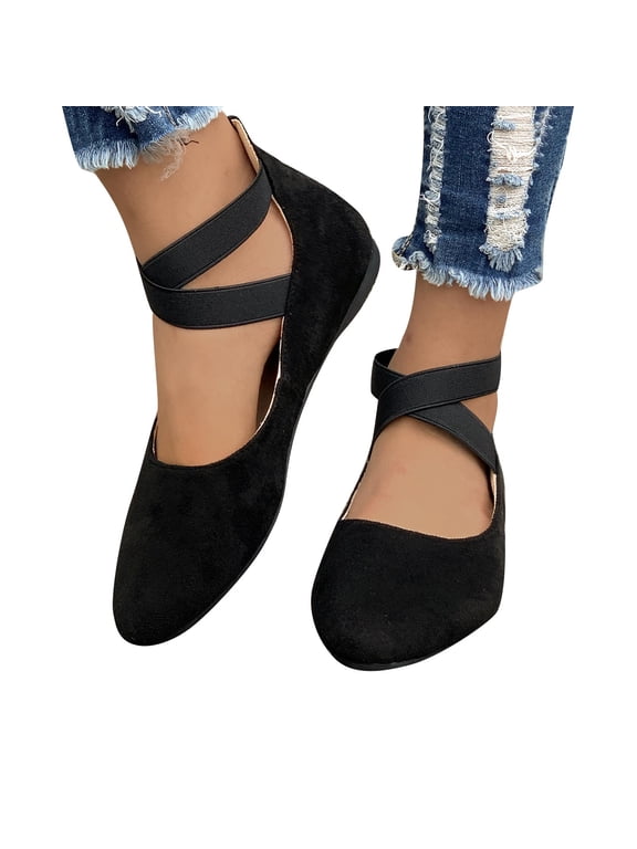 Women's Ballet Flats Comfortable Casual Dressy Shoes,Work Flats Office Shoes Pointed Toe Flats Dressy Round Toe Slip On Work Flats Black 6