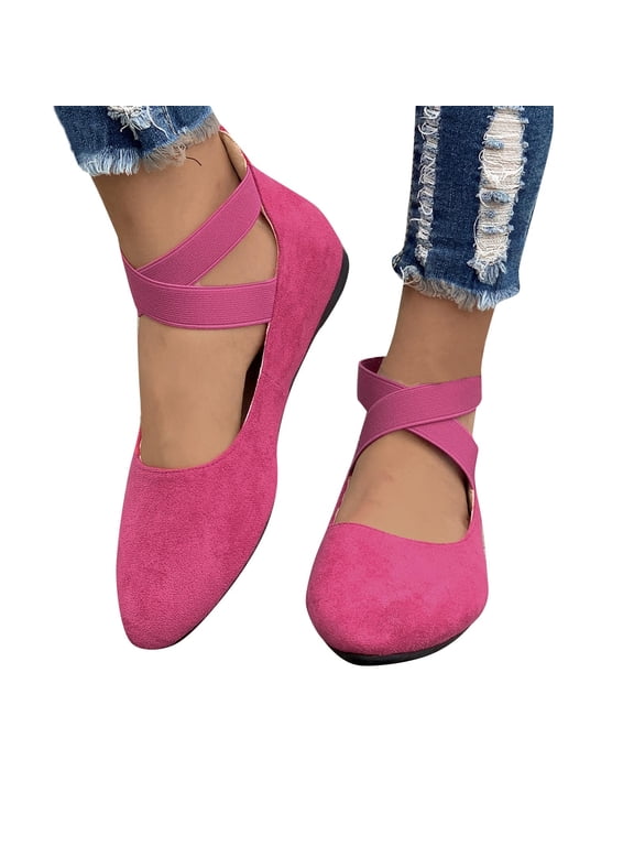 Women's Ballet Flats Comfortable Casual Dressy Shoes,Work Flats Office Shoes Pointed Toe Flats Dressy Round Toe Slip On Work Flats Hot Pink 9.5