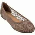 thumbnail image 1 of Women's Ballet Flats Cut Out Round Toe Slip On Floral Ballet Lace Flats Breathable Crochet Lace Ballet Flats, 1 of 5