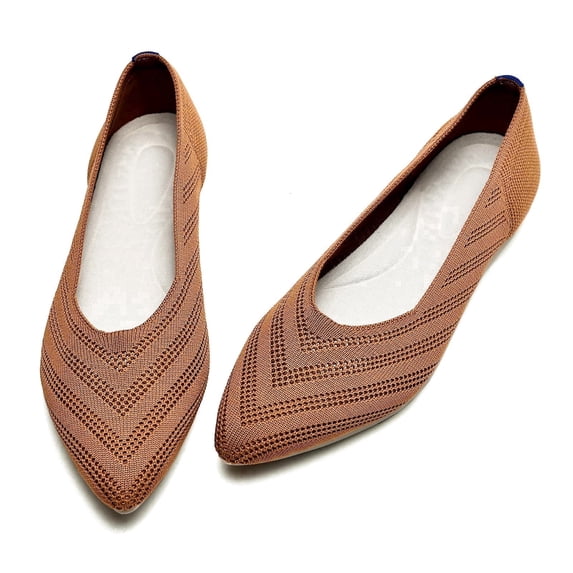 LANCROP Women's Pointed Toe Ballet Knit Flats Slip On Dress Loafers Comfortable Shoes