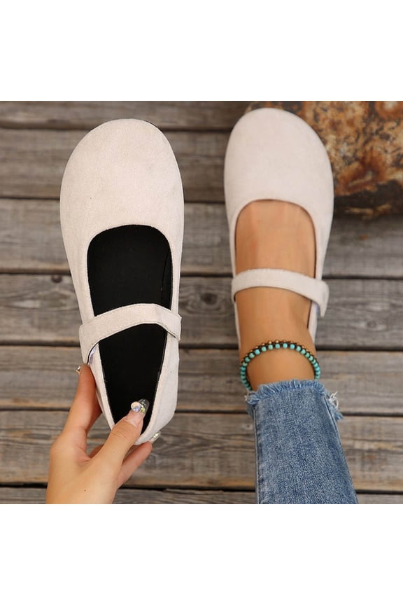 Women's Ballet Flats Pumps Ballerina Ankle Strap Elastic Low Wedge Sandals Round Toe Comfy Dolly Shoes White 9