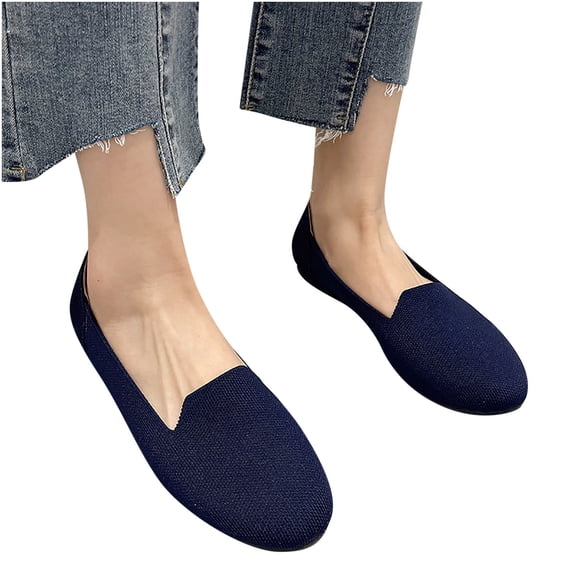 Women's Ballet Flats Shoes Comfortable Slip on Casual Mesh Round Toe Lightweight Breathable Dress Shoes Blue 8.5