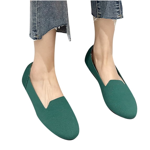 Women's Ballet Flats Shoes Comfortable Slip on Casual Mesh Round Toe Lightweight Breathable Dress Shoes Green 5.5