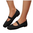 thumbnail image 1 of Women's Ballet Flats Shoes Fashion Square Toe Slip On Knit Dress Mary Jane Shoes Non Slip Causal Work Walking Loafers Black Size 6, 1 of 9
