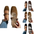 thumbnail image 1 of Women's Ballet Flats Square Toe Velvet Mary Jane Shoes Women Comfortable Dress Shoes for Women Casual Loafers Solid Color Soft Sole Flat Shoes, 1 of 8