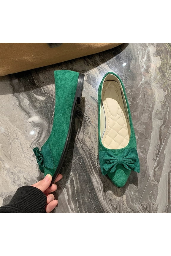 Women's Ballet Flats, Wide Fit Ballet Pumps For Women Slip On Flat Comfortable Walking Ballerina Shoes Non Slip Low Heel Comfort Pointed Toe Casual Flat Shoes Green 9