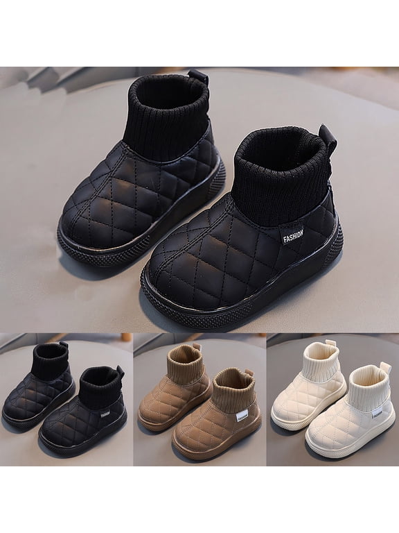 Women's Ballet Shoes Comfortable Slip on Round Toe Flat Casual Shoes Cameland Children's Inner Fleece Thickened Warm Boots Short Boots For Both Boys And Girls Same Style Short Boots Black