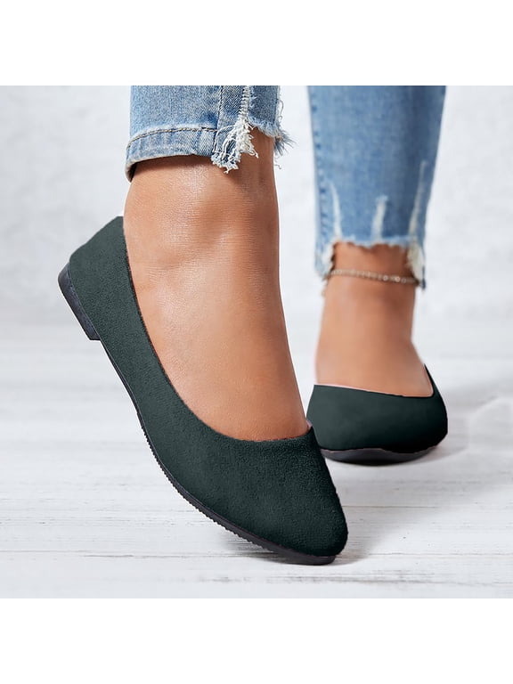Women's Ballet Shoes Comfortable Slip on Round Toe Flat Casual Shoes for Walking, Driving, Dressy Army Green 8.5