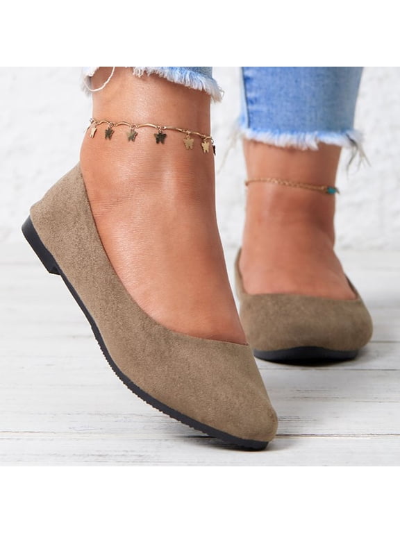 Women's Ballet Shoes Comfortable Slip on Round Toe Flat Casual Shoes for Walking, Driving, Dressy Coffee 6.5