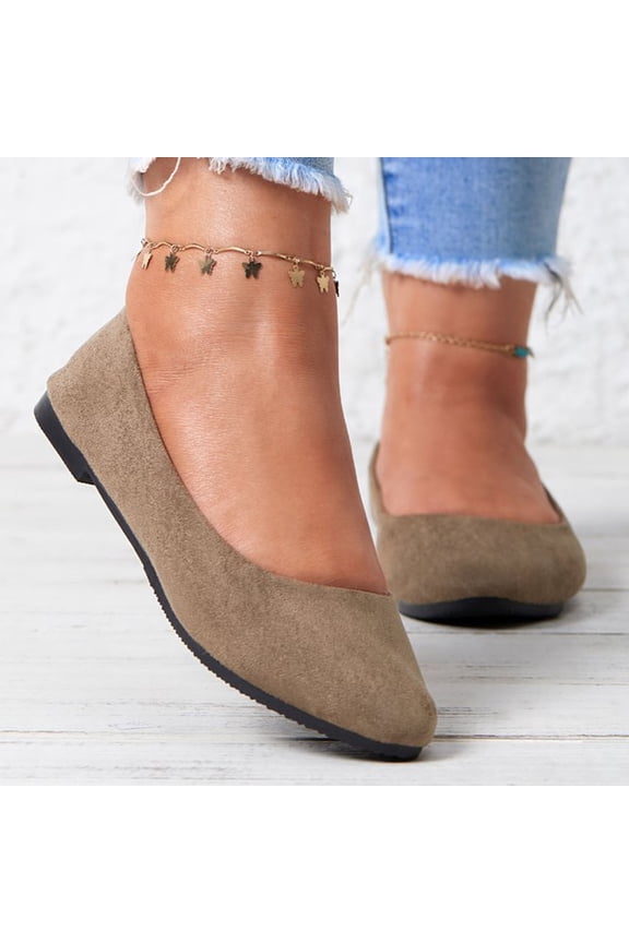 Women's Ballet Shoes Comfortable Slip on Round Toe Flat Casual Shoes for Walking, Driving, Dressy Coffee 9