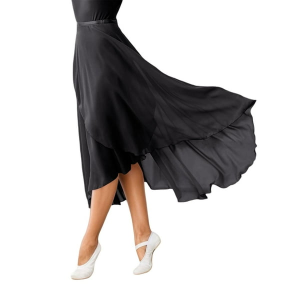 Women's One Size Chiffon Ballet Wrap Skirt - Long Sheer Dance Skirt with Satin Tie Waist, 7 Colors Available - Suitable for Ballet/Yoga/Performance