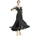 thumbnail image 1 of Women's Ballroom Dance Dress. Lace sleeve, long swing skirt. Professional competition. For modern waltz, cha cha., 1 of 7