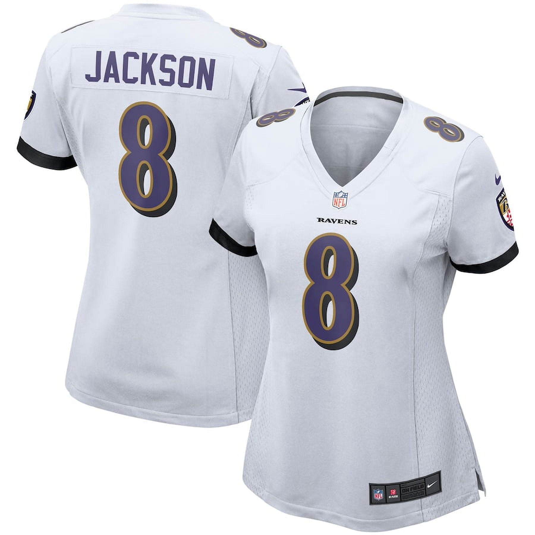 Women's Baltimore_Ravens Lamar Jackson White Game Jersey - Walmart.com