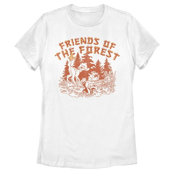 Women's Bambi Artistic Friends Of The Forest Graphic Tee White Small