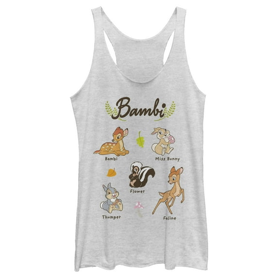 Women's Bambi Character Names Racerback Tank Top White Heather Large