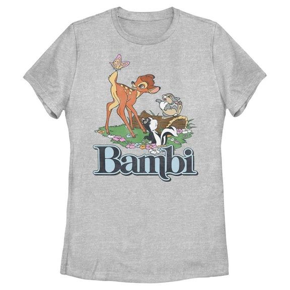 Women's Bambi Distressed Classic Scene  Graphic Tee Athletic Heather Large