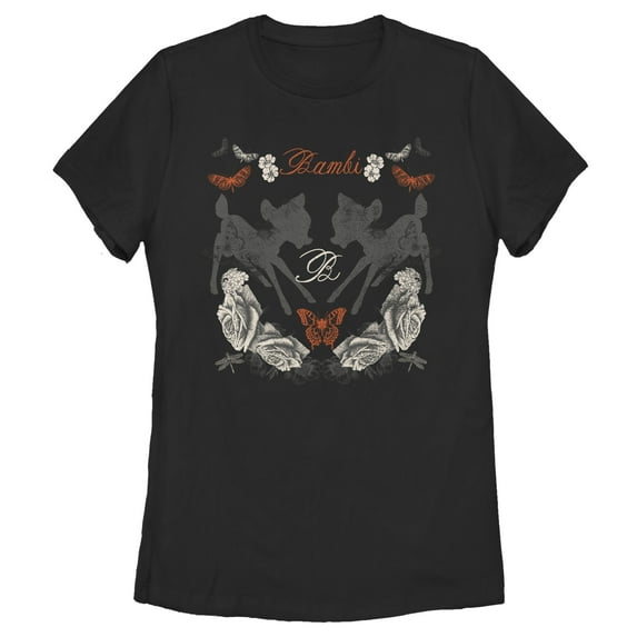 Women's Bambi Distressed Silhouettes Graphic Tee Black Medium