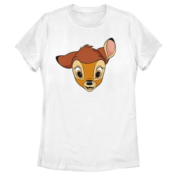 Women's Bambi Face Portrait Graphic Tee White Small