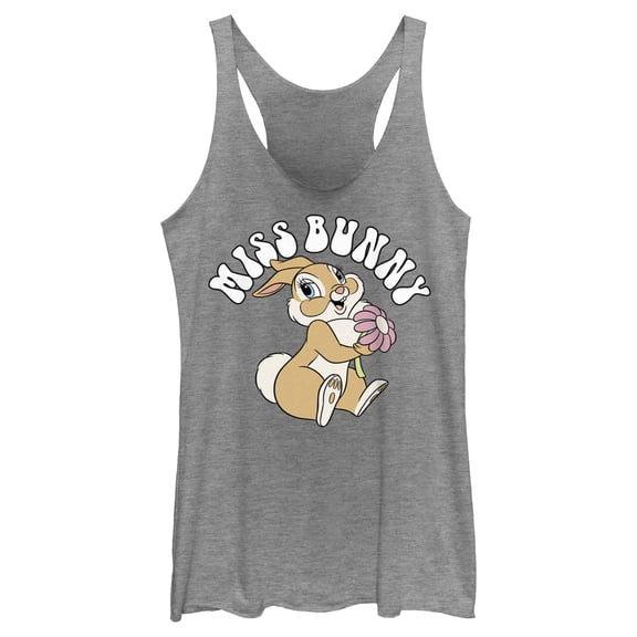 Women's Bambi Miss Bunny Racerback Tank Top Gray Heather Large