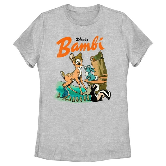 Women's Bambi Retro Poster  Graphic Tee Athletic Heather Medium