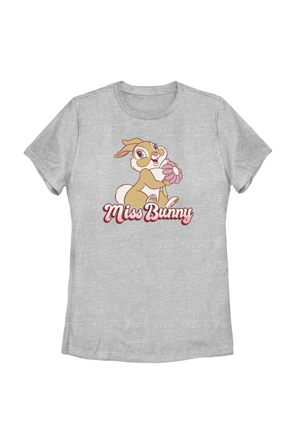 Women's Bambi Valentine's Day Thumper Miss Bunny  Graphic Tee Athletic Heather Large