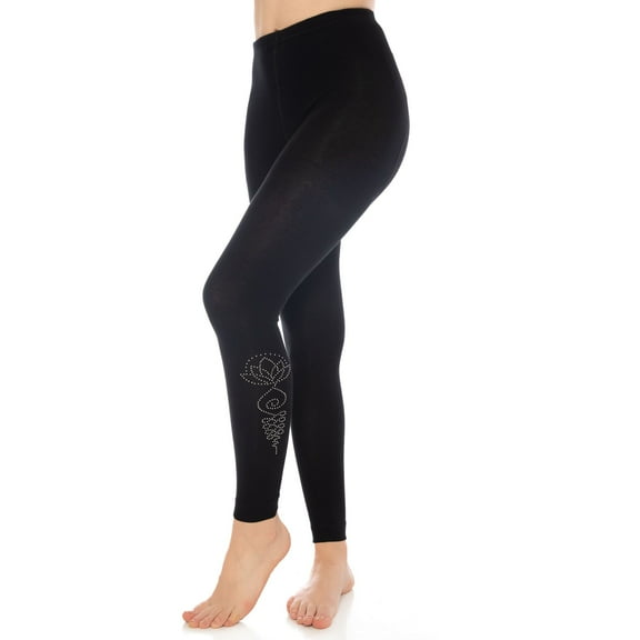 Women's Bamboo-Blend Leggings (1 Pair) - Detachable Bow, 200 Denier & Opaque - Size S-M