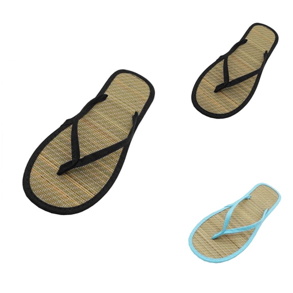 Women's Bamboo Flip Flop Sandals, Silent & Comfortable Rattan Straw Open-Toe Slippers for Summer Beach Casual House Wear