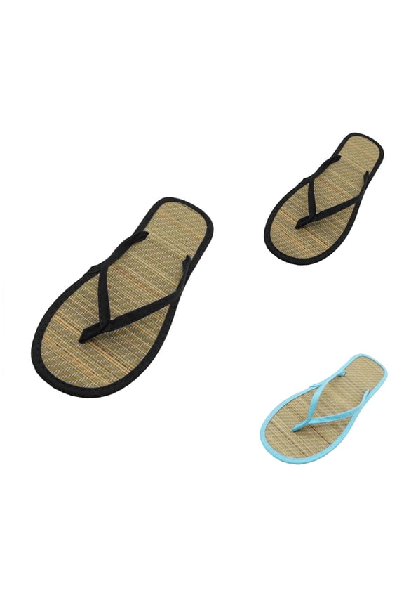 Women's Bamboo Flip Flop Sandals, Silent & Comfortable Rattan Straw Open-Toe Slippers for Summer Beach Casual House Wear