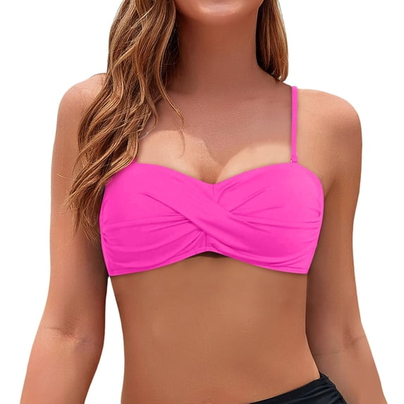 Women's Bandeau Bikini Top Strapless Removable Straps for Summer Swimming