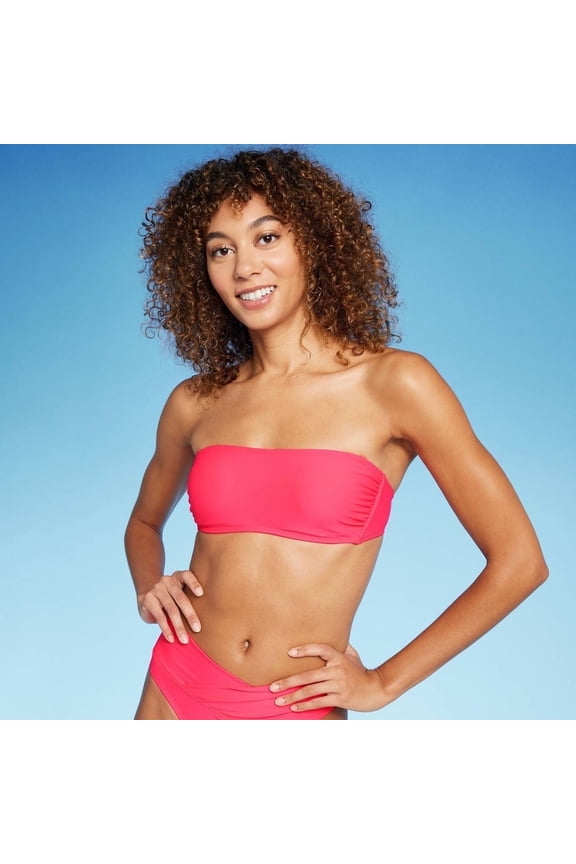 Wild Fable Women's Bandeau Bikini Top Coral XS