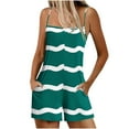 thumbnail image 1 of Women's Bandeau Jumpsuit Strapless Playsuits Summer Elegant Womens Beach Holiday Mini Playsuit Ladies Sleeveless Bandeau Romper Overalls Shorts for Women Pockets Rompers Green M, 1 of 5