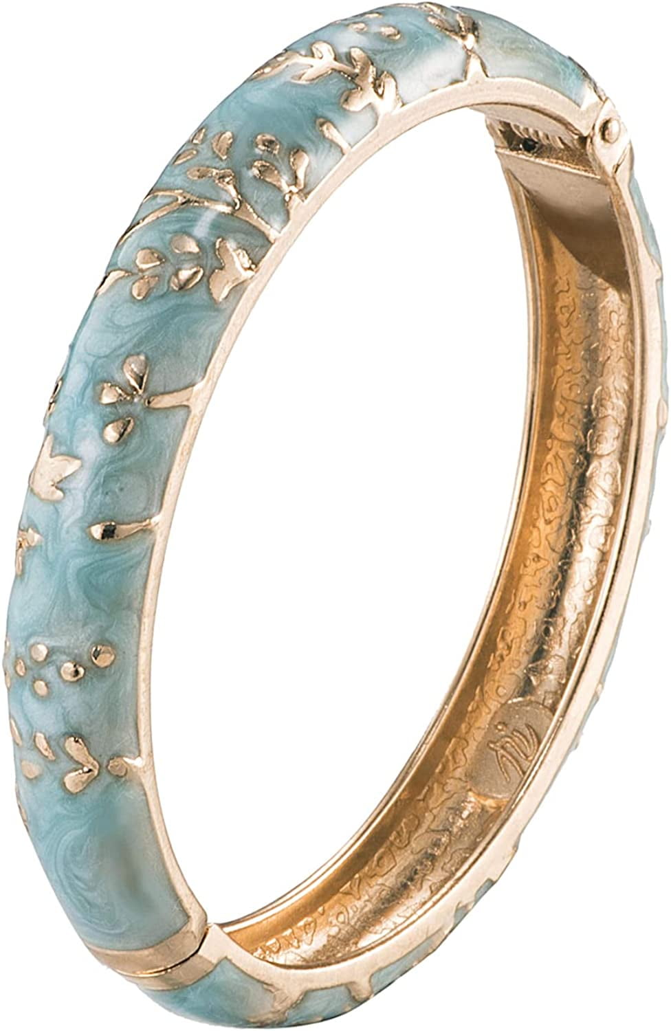 UJOY Women's Gold Hinged Bangle Bracelet - Alloy Flower Enamel Cloisonné Jewelry With Gift Box (Model 55B01)