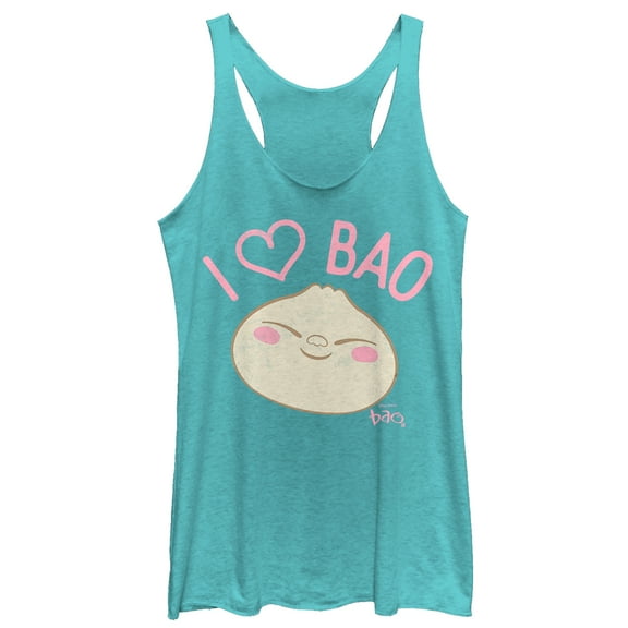 Women's Bao I Love Dumplings Racerback Tank Top Tahiti Blue 2X Large