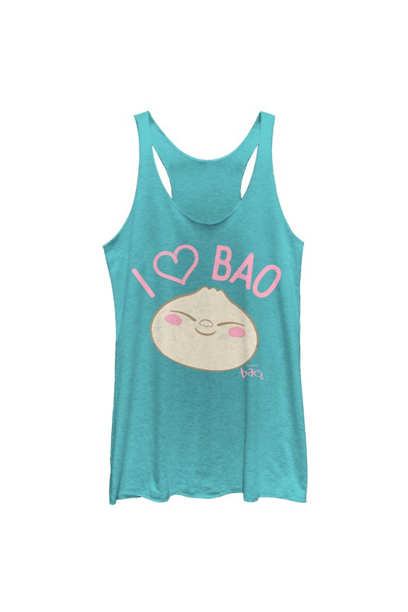 Women's Bao I Love Dumplings  Racerback Tank Top Tahiti Blue Large