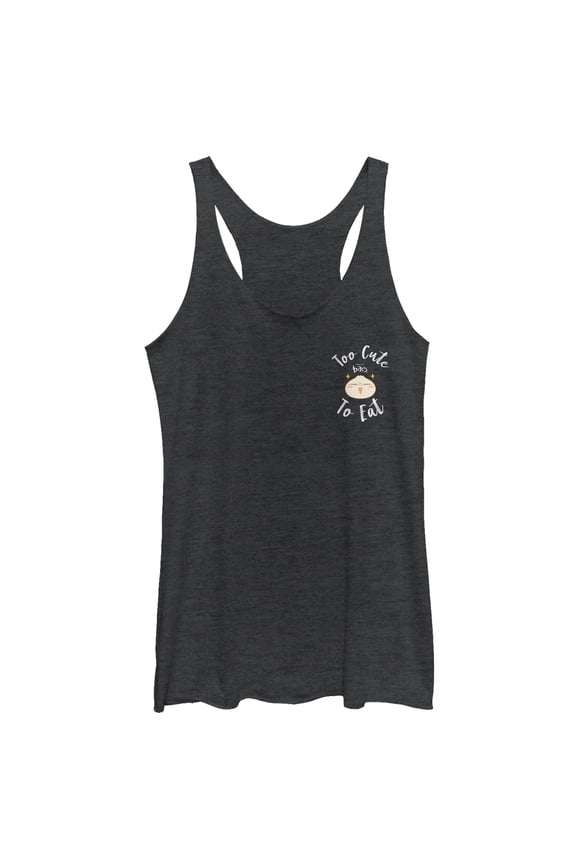 Women's Bao Too Cute to Eat  Racerback Tank Top Black Heather Medium