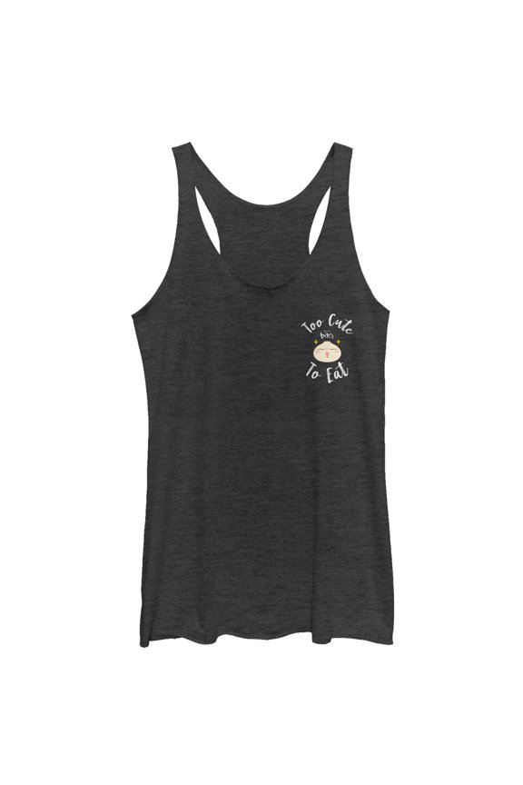 Women's Bao Too Cute to Eat Racerback Tank Top Black Heather Small
