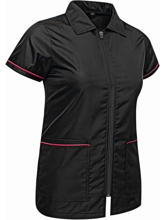 Womens Barber Smock Jacket 2XL Professional Hair Stylist Smock with Zipper, Lightweight Breathable Salon and Stylist Workwear with Pockets for Hairdressers & Cosmetologists