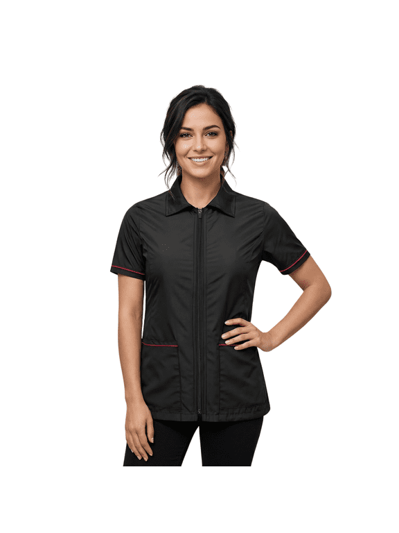 Womens Barber Smock Jacket XL Professional Hair Stylist Smock with Zipper, Lightweight Breathable Salon and Stylist Workwear with Pockets for Hairdressers & Cosmetologists