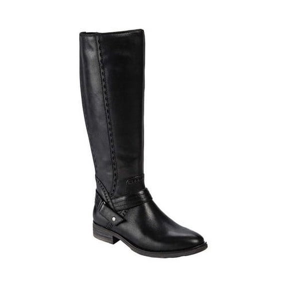 Baretraps Womens Abram Laser Cut Mixed Media Riding Boots Black 9 Medium (B,M)