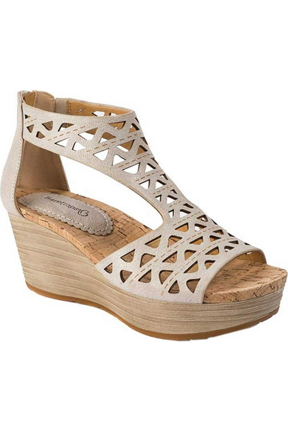 Women's Bare Traps Miriam Wedge Sandal Soft Gold Polyurethane 9.5 M