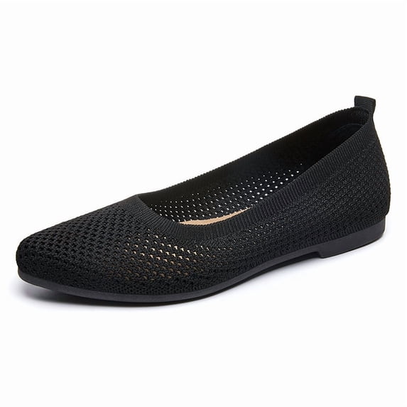 Women's Barefoot Shoes - Flat with Solid-colored pointed toe Knitted shoes