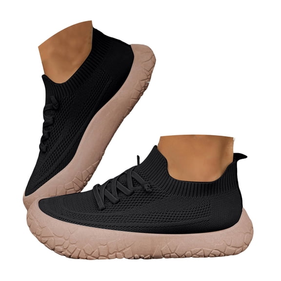 Women's Barefoot ShoesTennis Zero Drop Minimalist Slip on Breathable Dress Sneakers for Outdoor Walking Casual Travel Black Size 8