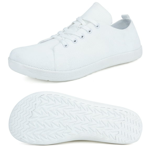 Gexuosn Womens Barefoot Walking Wide Toe Box Zero Drop Minimalist Sneakers Breathable Comfortable Lightweight Walking Shoes 7.5 Wide,White